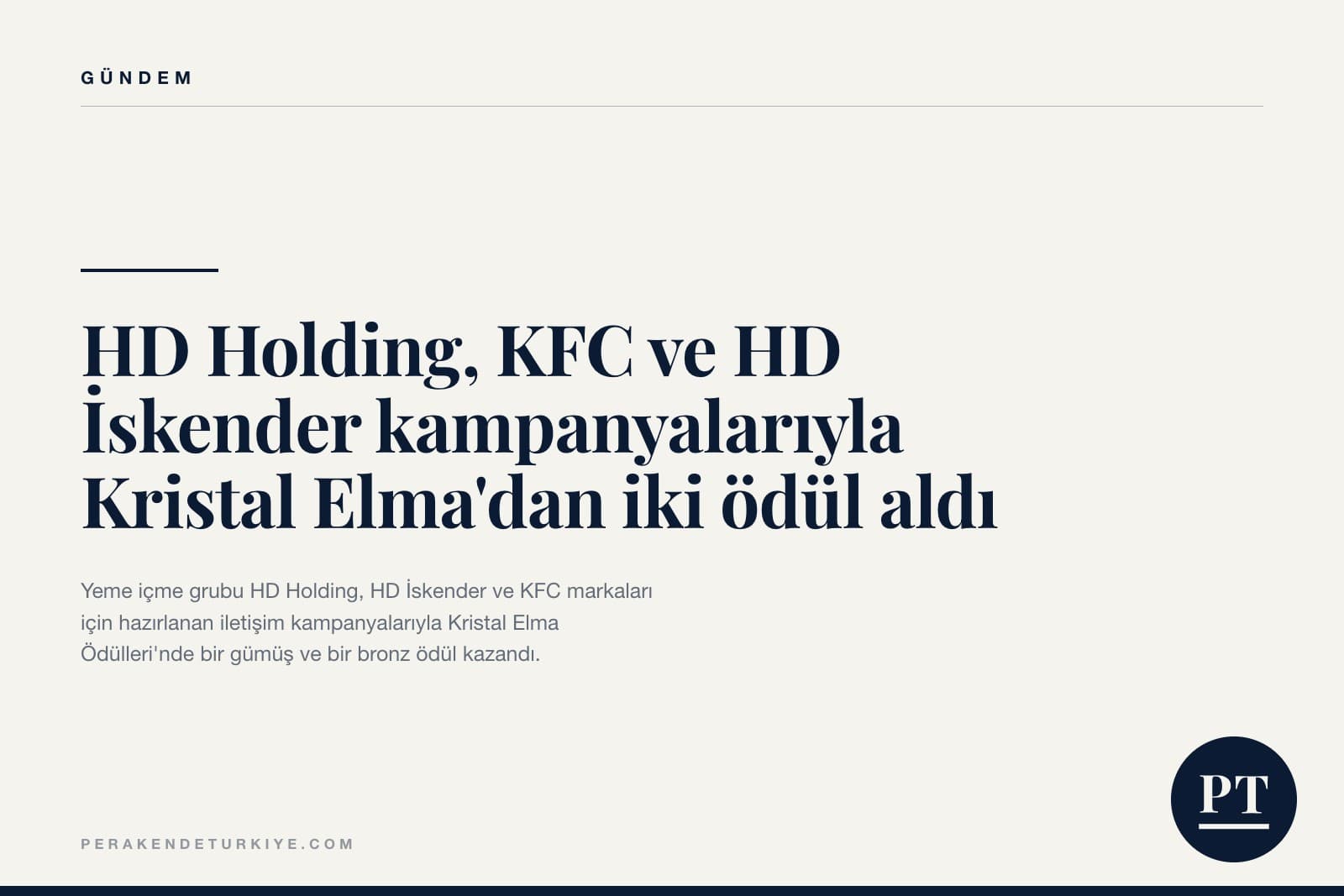 HD Holding, KFC ve HD İskender kampanyalarıyla Kristal Elma’dan iki ödül aldı