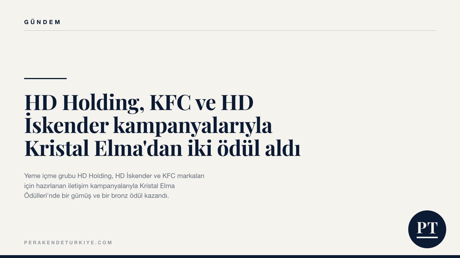 HD Holding, KFC ve HD İskender kampanyalarıyla Kristal Elma’dan iki ödül aldı