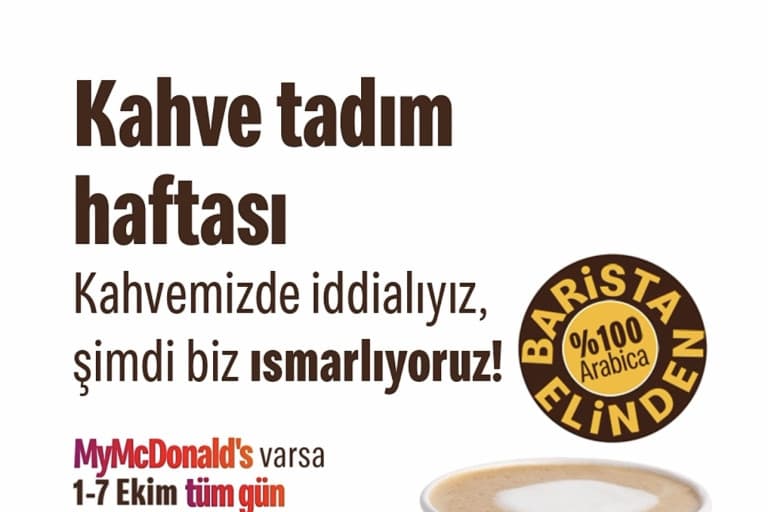 McDonald's, 1-7 Ekim'de McCafé kahvelerini ücretsiz veriyor